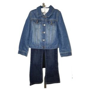 Girls 8 PC 1. Children’s Place Jean Jacket Denim Jeans & Tops Size 5